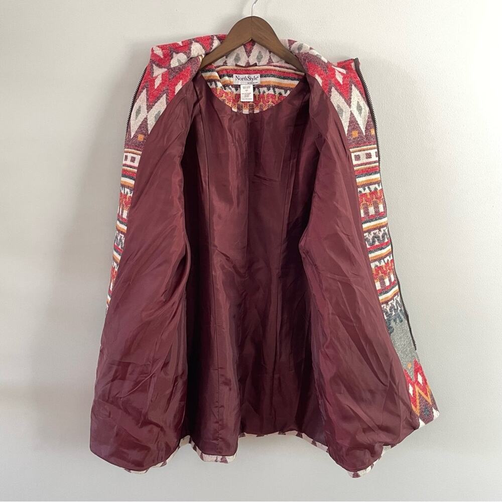 NorthStyle | Women’s Long Southwestern Blazer Jacket Coat Aztec Boho Red Zipper - Picture 11 of 11